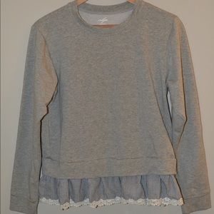 Grey Sweatshirt with Blue Striped and Lace Lining